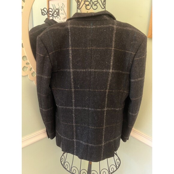 Gianni Versace Blazer Sz 44 Made In Italy Plaid Leather Trim Wool Vtg - Picture 7 of 9